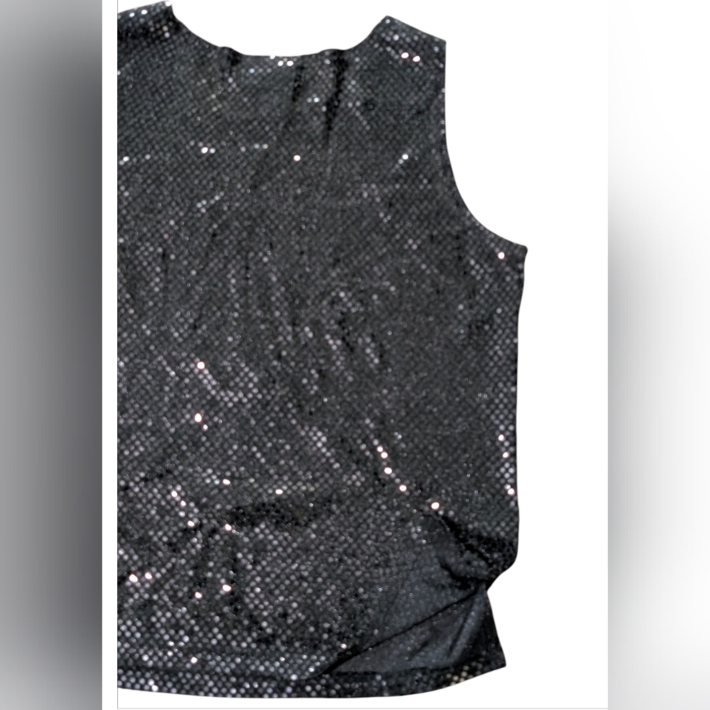 🇲🇽 Notations Sheer Black Sequin Sleeveless Top - Picture 4 of 4